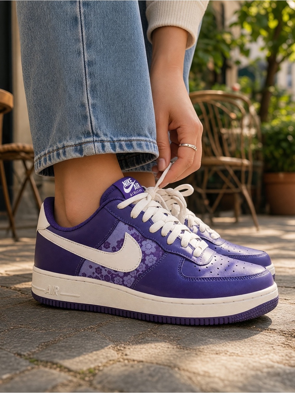 Nike Air Force 1 07 Womens 11 Varsity Purple Floral White 2009 315115-513